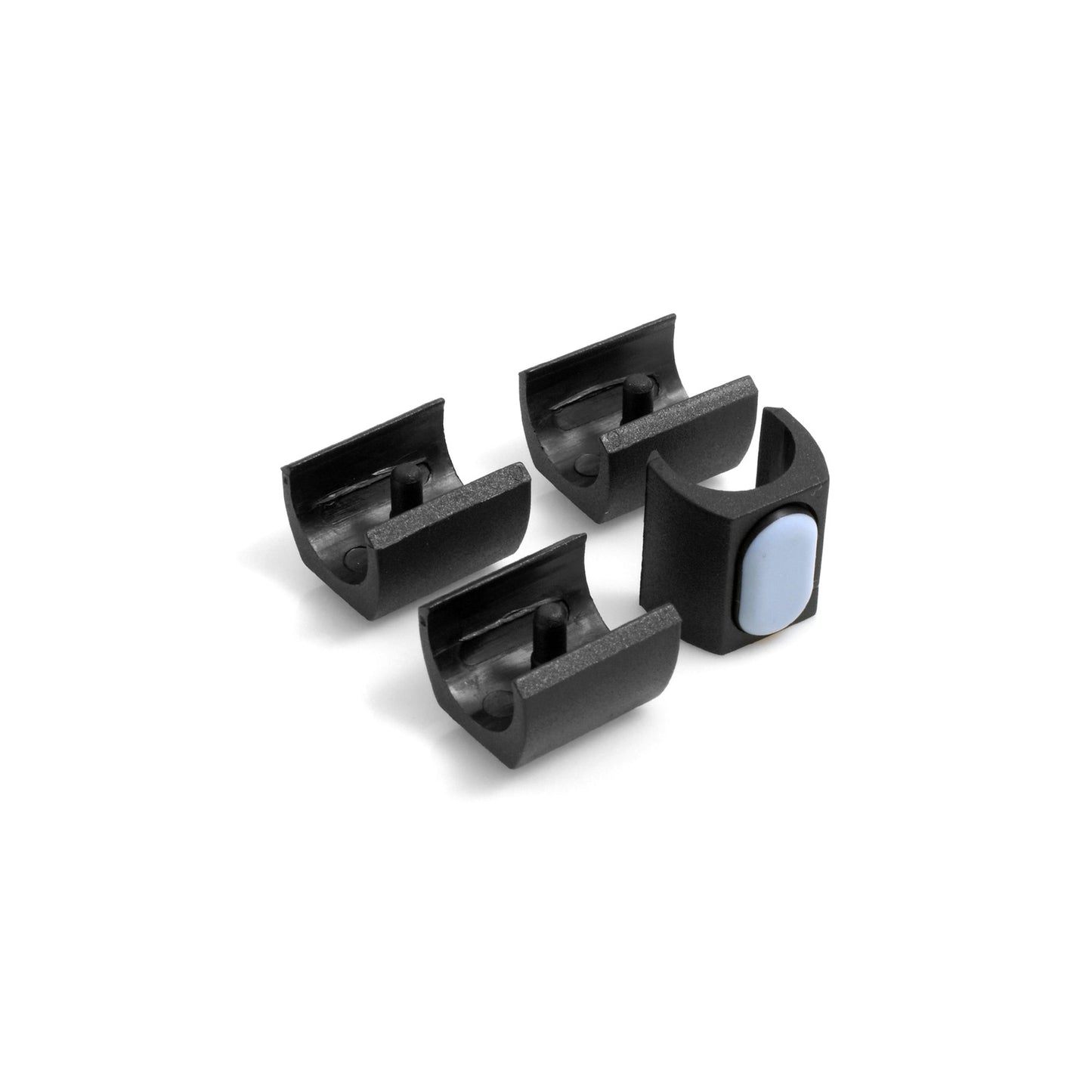 Design61 PTFE 4er Set für Freischwinger Stuhlgleiter Bodenschongleiter für Rundrohr Ø 18-20 mm Möbelgleiter Klemmschalengleiter Klemmgleiter
