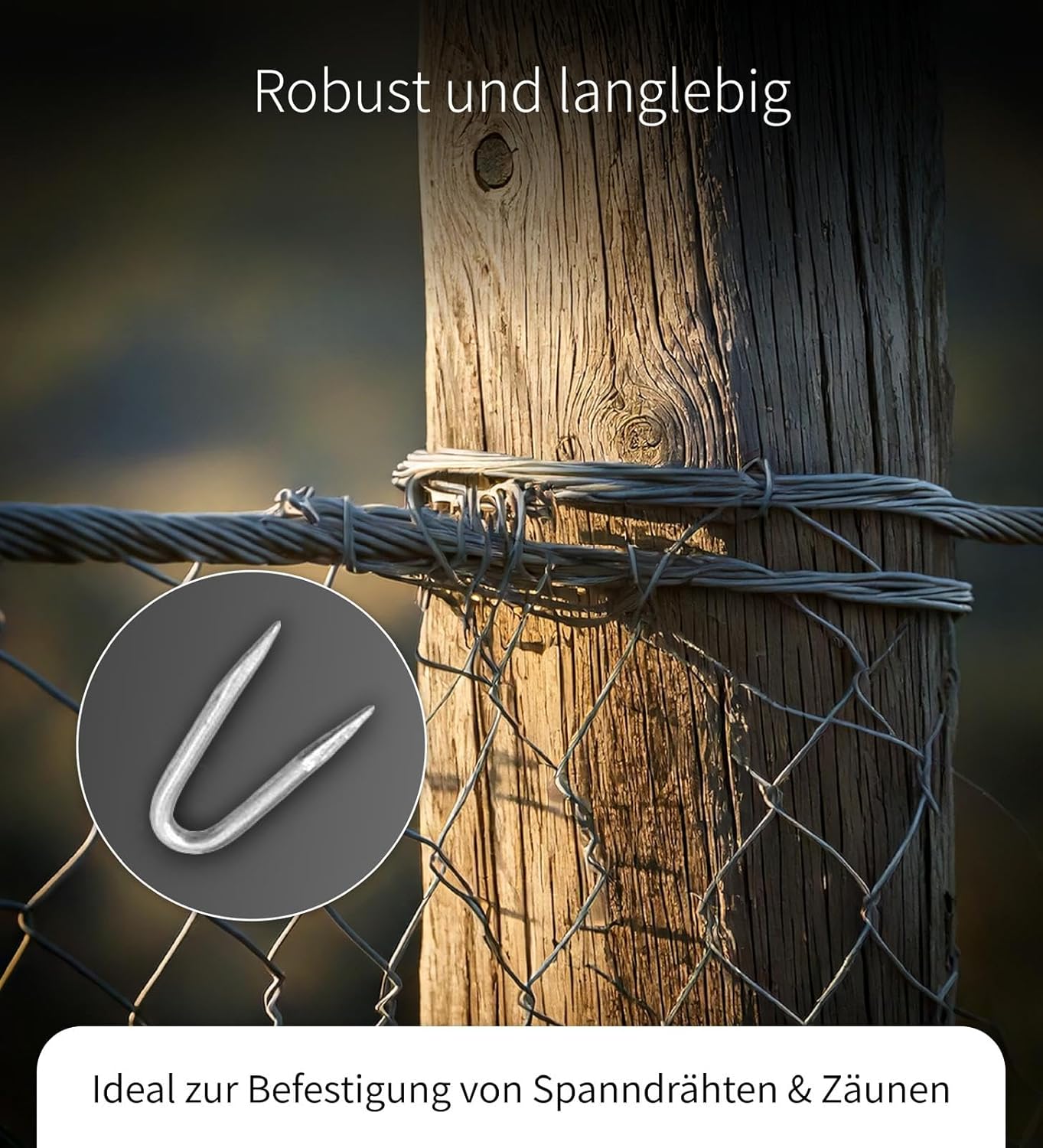 Design61 Stahlkrampen Krampen verzinkt Ø 3,0x30 mm 100 Stück U-Nägel für Zaunbau und Drahtbefestigung