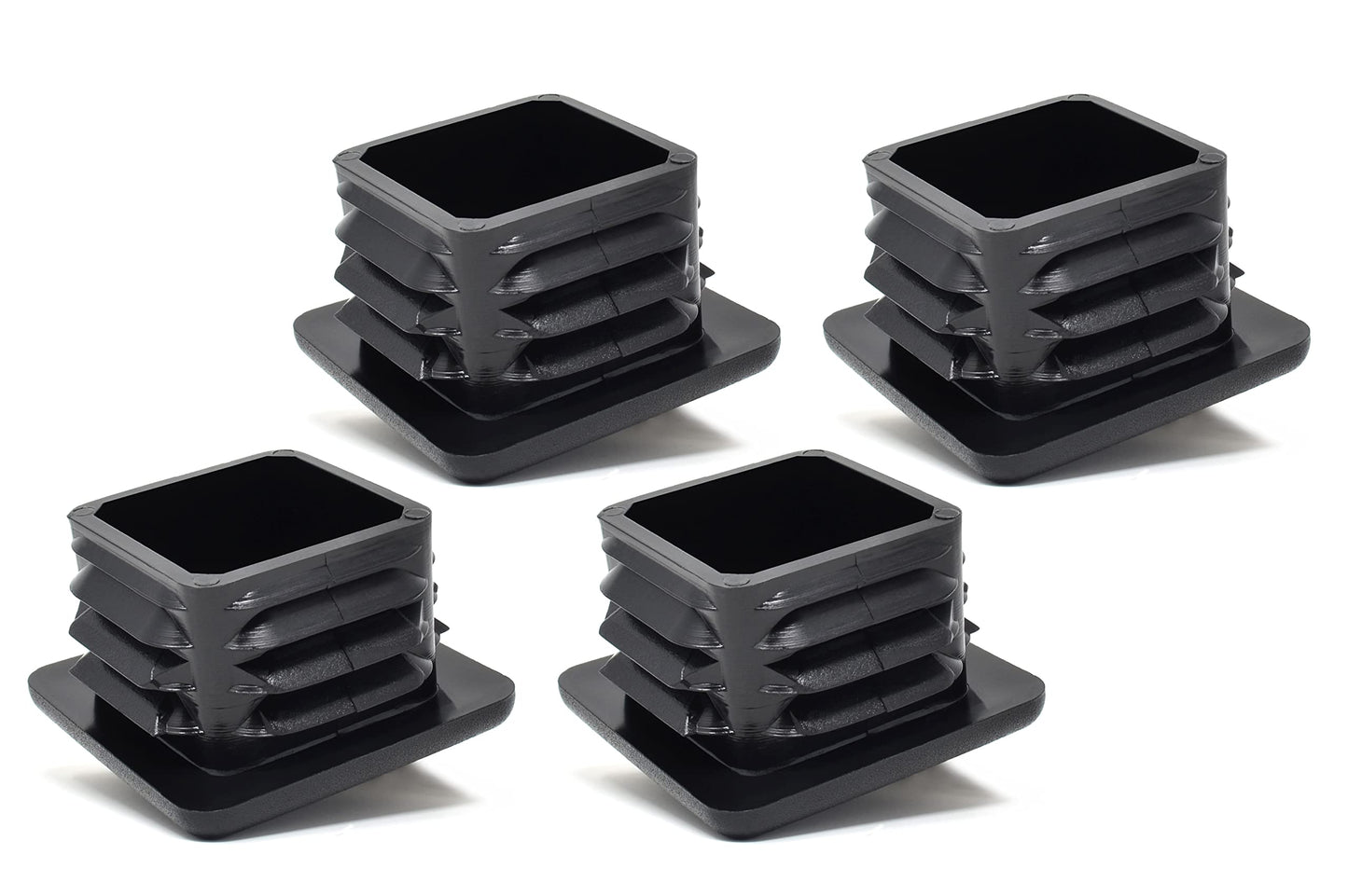 Design61 4x Vierkant Rohrstopfen Lamellenstopfen 50x50 mm mit Lamellen für Innenmaß 42-44,8 mm