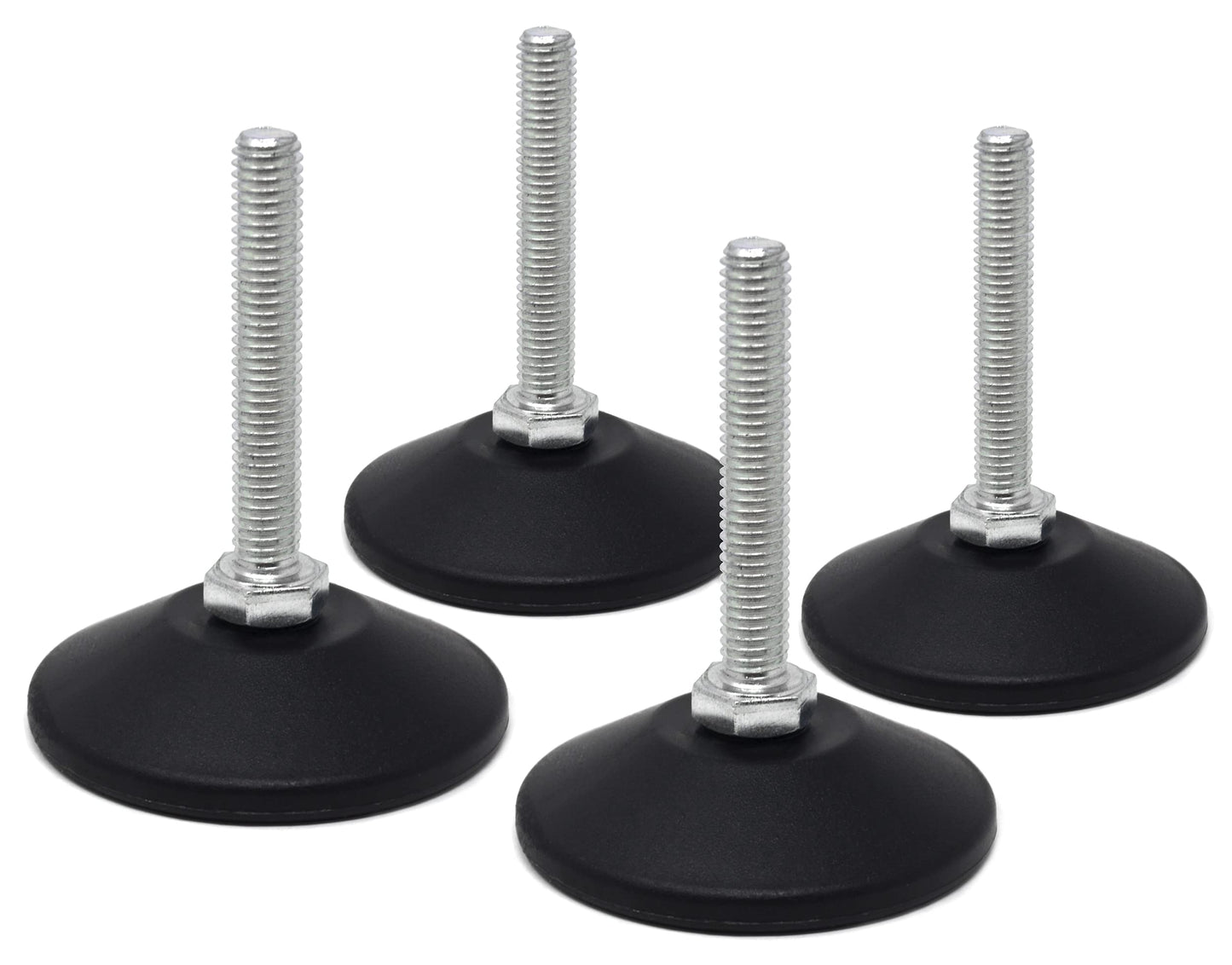 Design61 4x Justierschraube mit Fester Stellschraube M10 x 50 mm Verzinkt Verstellschraube Teller Ø 55mm