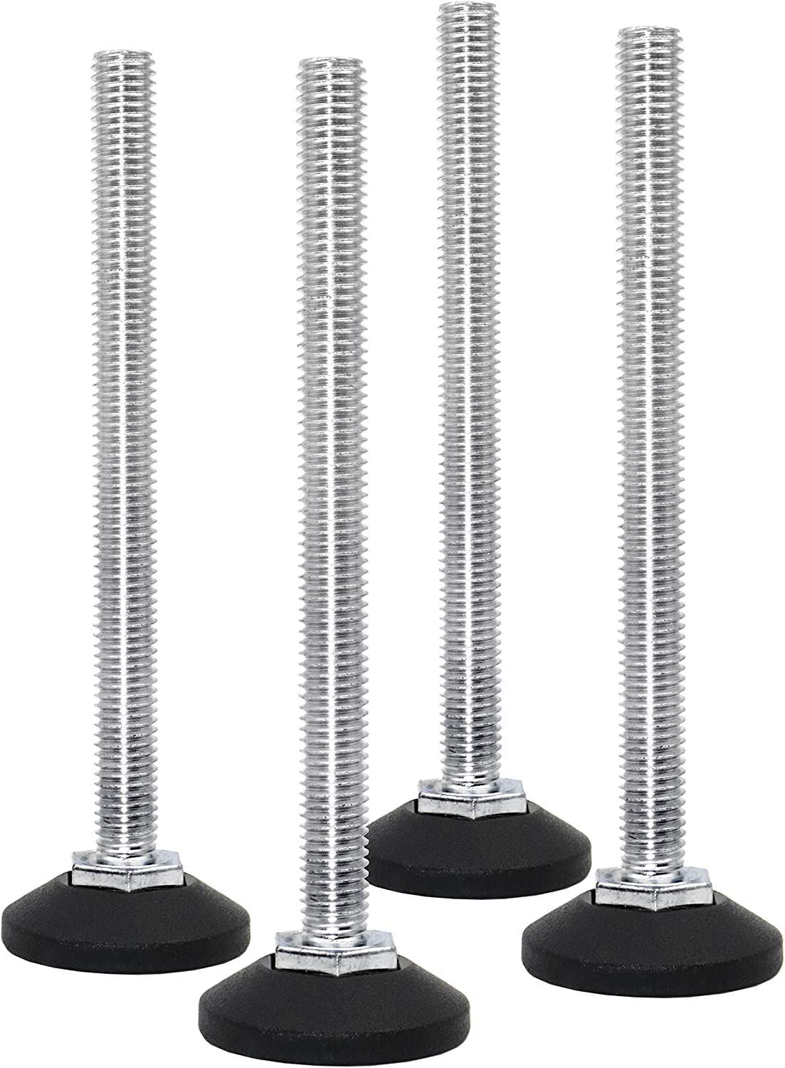 Design61 4X Verstellschraube Justierschraube Ø 38 mm mit verzinkter Stellschraube M8 x 120 mm (Fuß drehbar)