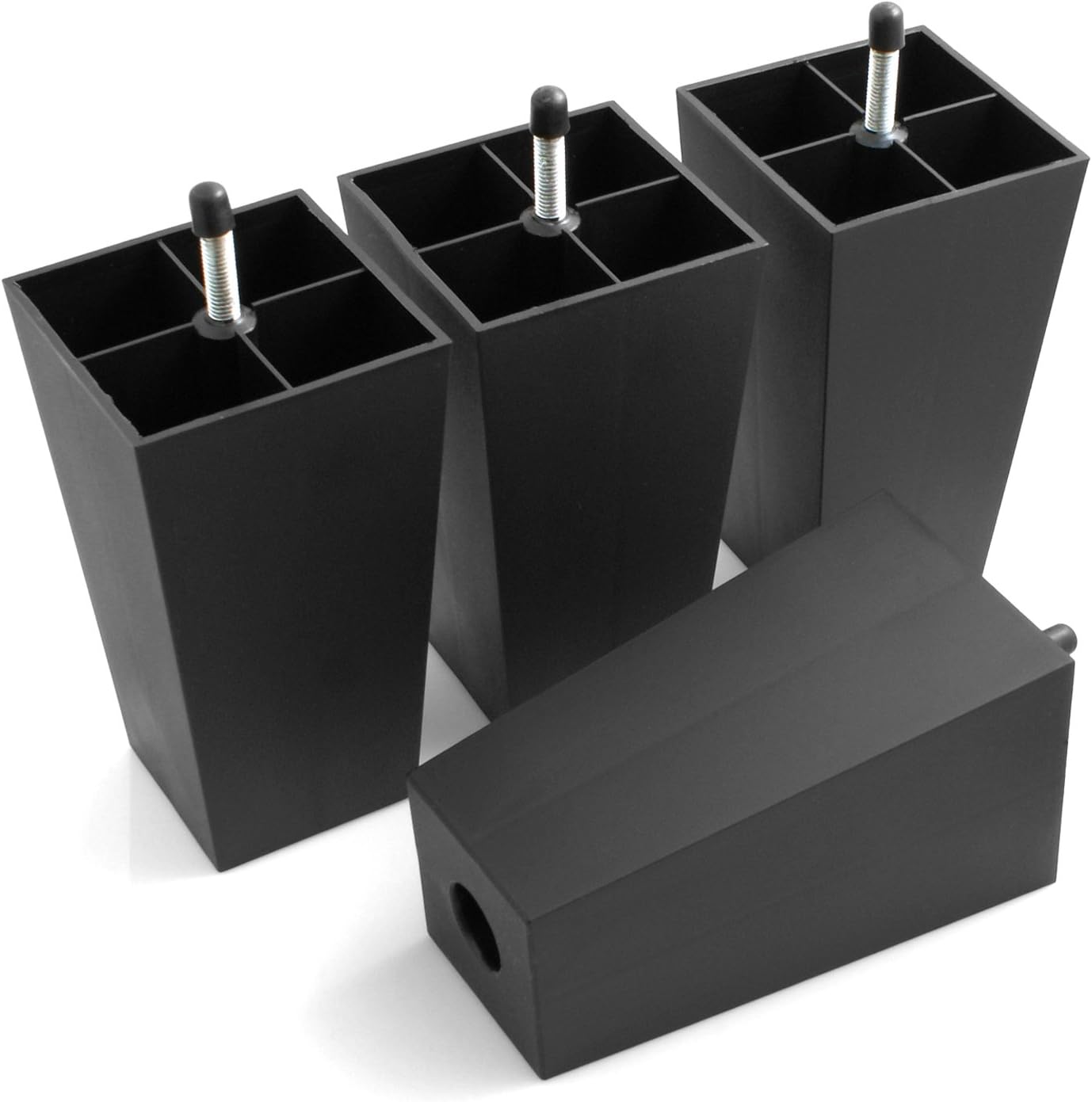 Design61 4er Set Sofa Füße Kunststoff Möbelgleiter Möbeluntersetzer Sofa Sessel zum Anschrauben Kunststoff Möbelgleiter in Schwarz