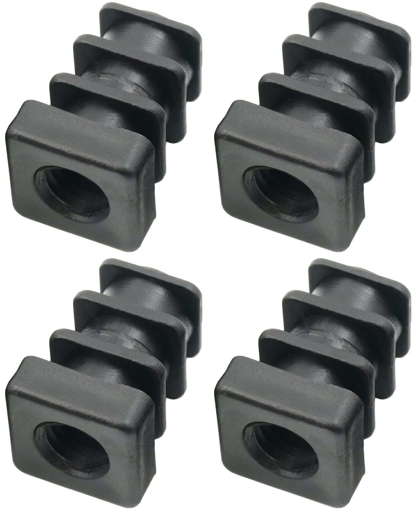 Design61 4X threaded plugs adjusting plugs for square tubes with injected plastic thread 15x15 mm 1-1.5 mm with M8 internal thread