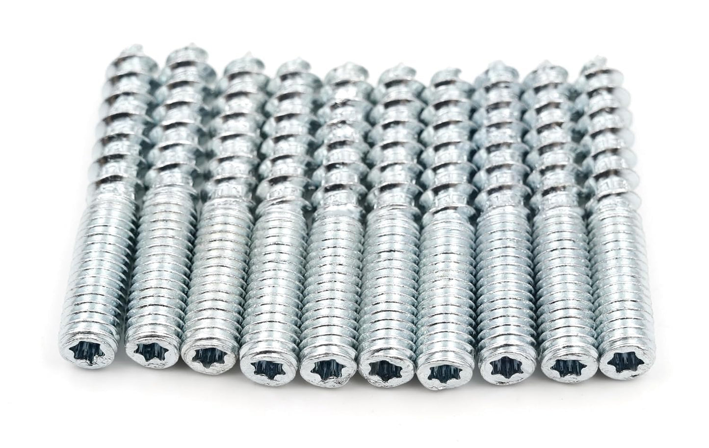 Design61 10x Stockschraube M6 x 50 mm Doppelgewindeschraube Schraubstifte mit Holzgewinde & Metrischem Gewinde TX15 Stahl Verzinkt Verbindungsschraube für Holz Metall Dübelmontage