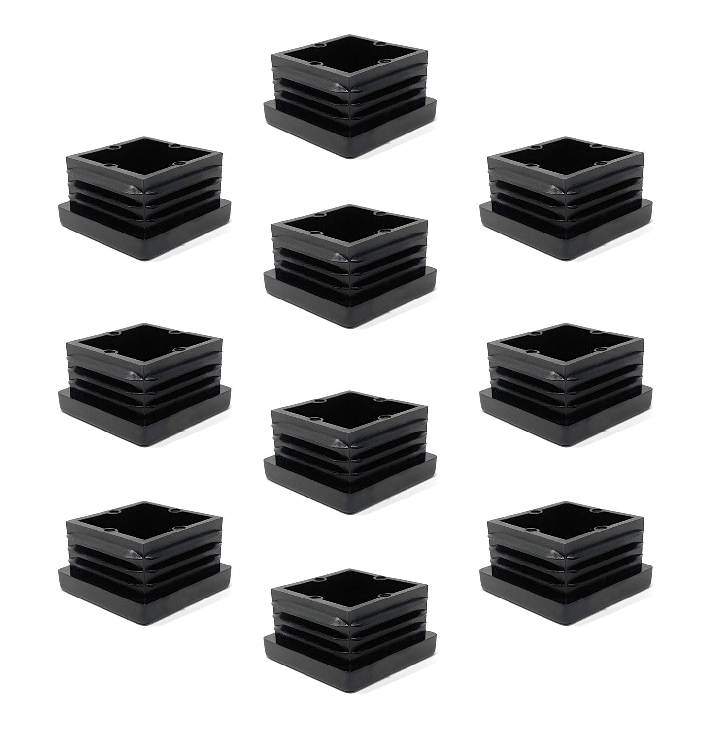 Design61 10x Vierkant Rohrstopfen 40x40mm mit Lamellen für Innenmaß 36-37mm