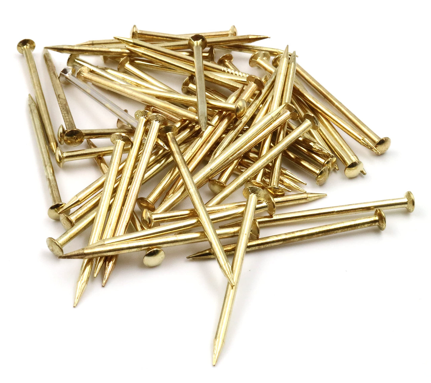 Design61 50x steel pins steel nails skirting board pins nail 2.0 x 40 mm lens head brass plated