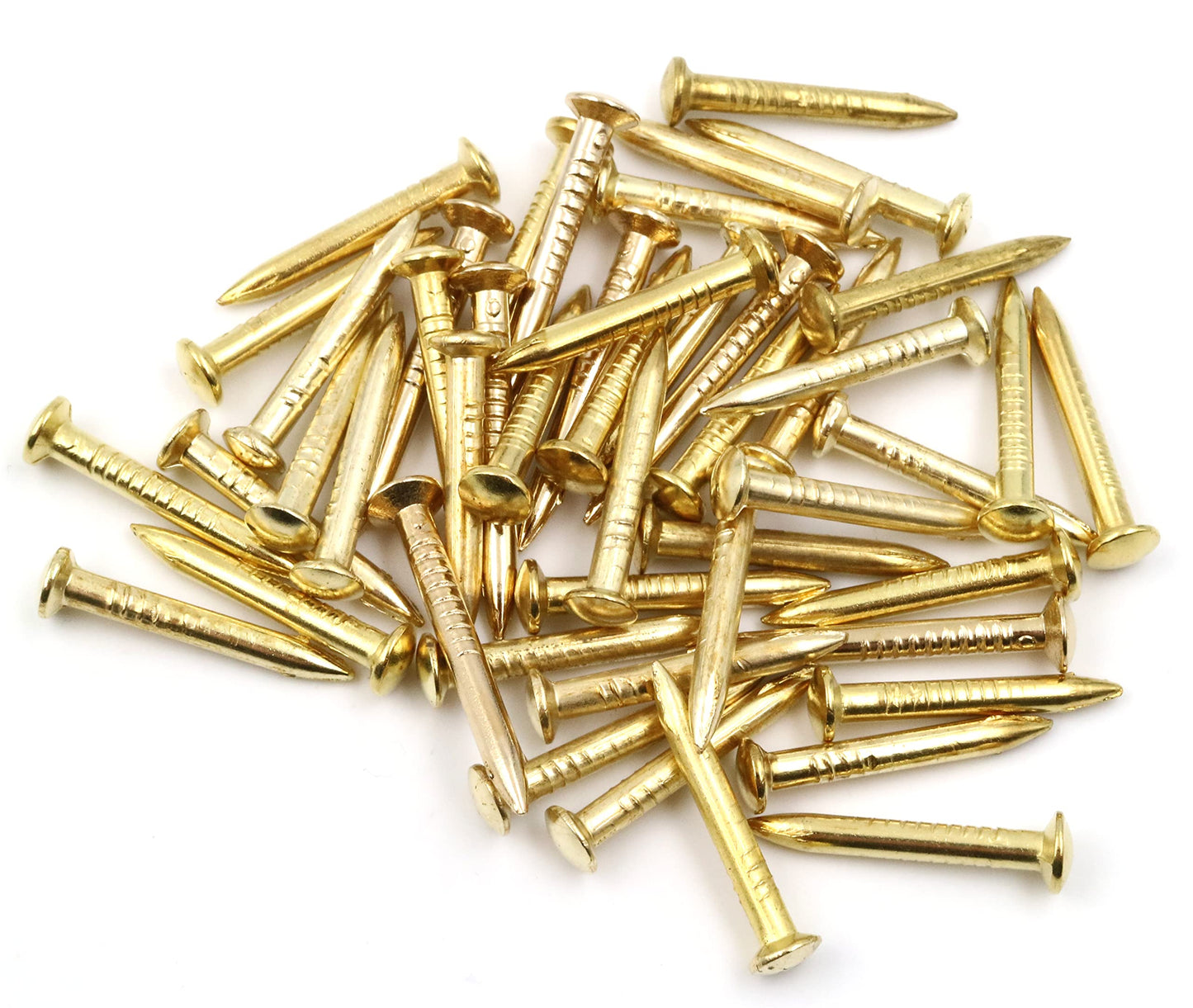 Design61 50x steel pins steel nails skirting board pins nail 3.0 x 25 mm lens head brass plated