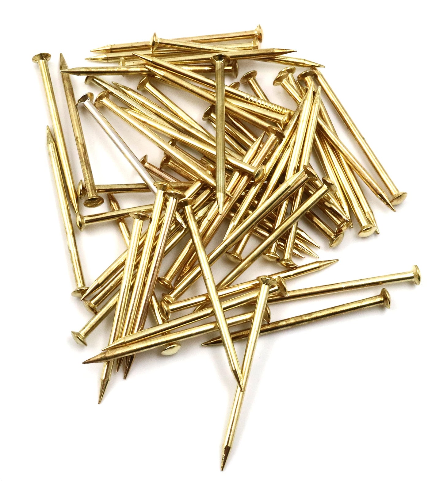 Design61 50x clous en acier, clous pour plinthes, 2,0 x 40 mm, tête de lentille, laitonnés