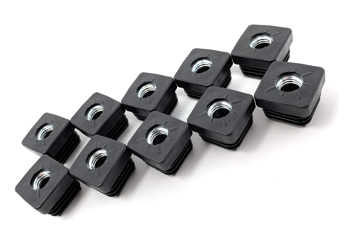 Design61 10x Gewindestopfen Vierkantrohrstopfen 25x25 mm 2,0 mm mit M10 Innengewinde