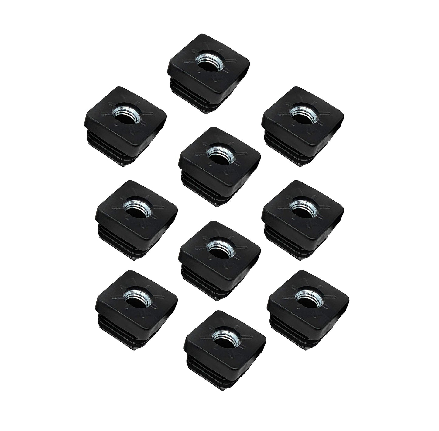 Design61 10x Gewindestopfen Vierkantrohrstopfen 25x25 mm 2,0 mm mit M10 Innengewinde
