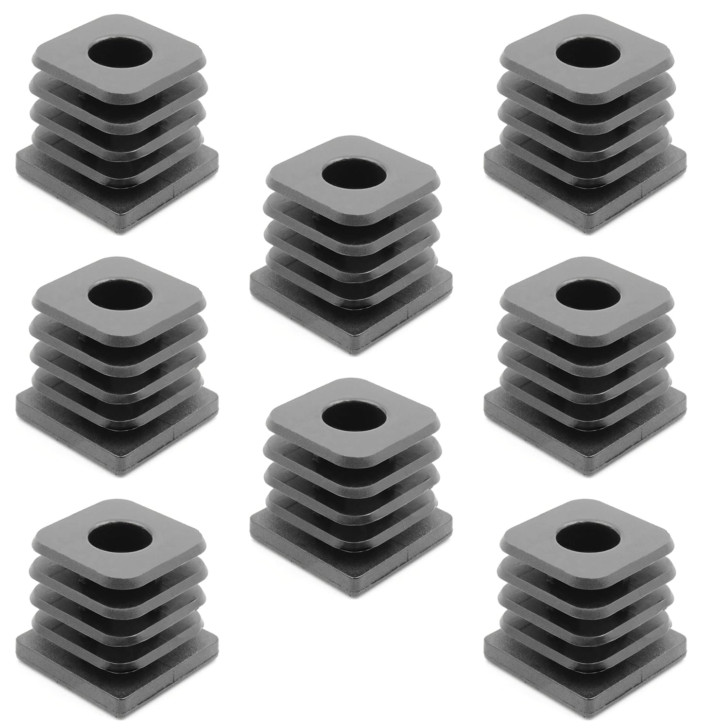 Design61 8X Gewindestopfen Justierstopfen Fußkappen Einsteckbuchse für Quadratrohre 32x32 mm mit M8 Innengewinde Traglast für Wandstärke 1,5-2 mm