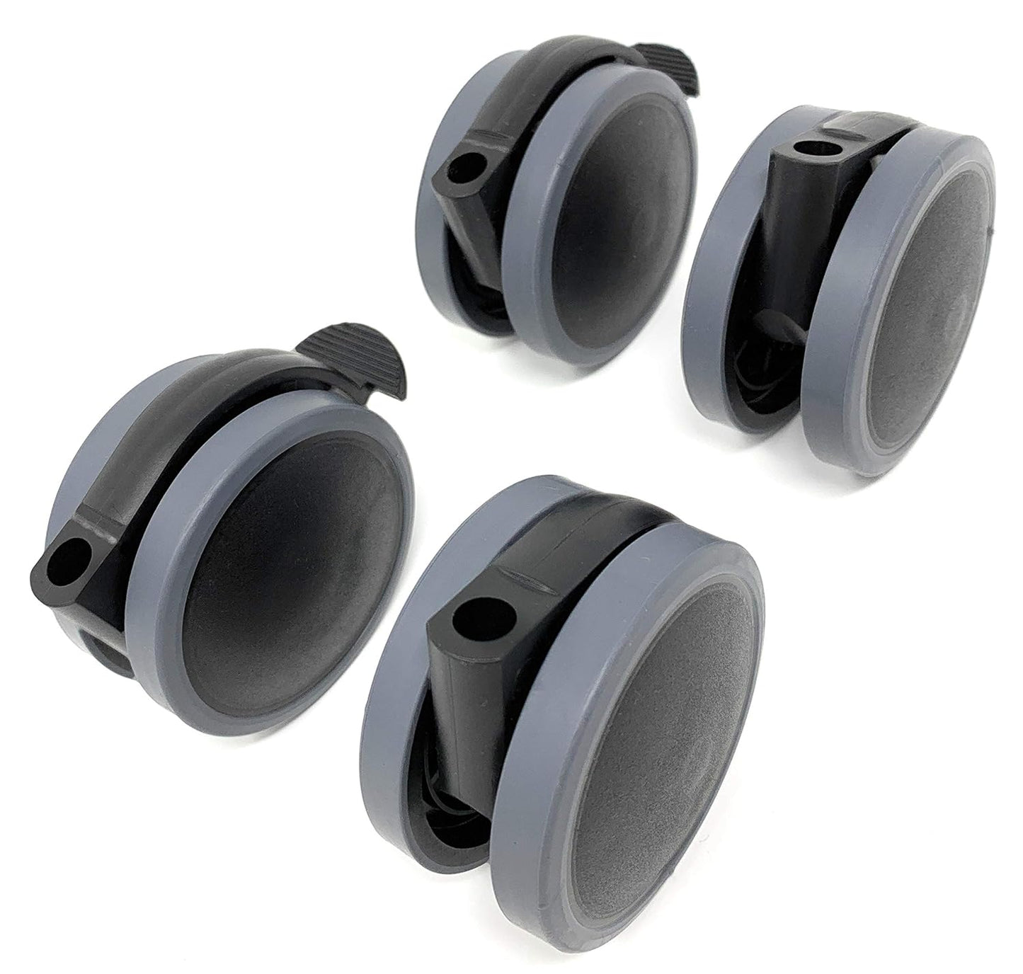Design61 4er Set Universal Möbelrollen mit Bremse Lenkrollen Doppelrolle Ø 63mm mit Feststeller mit Anschraubplatte + Schrauben