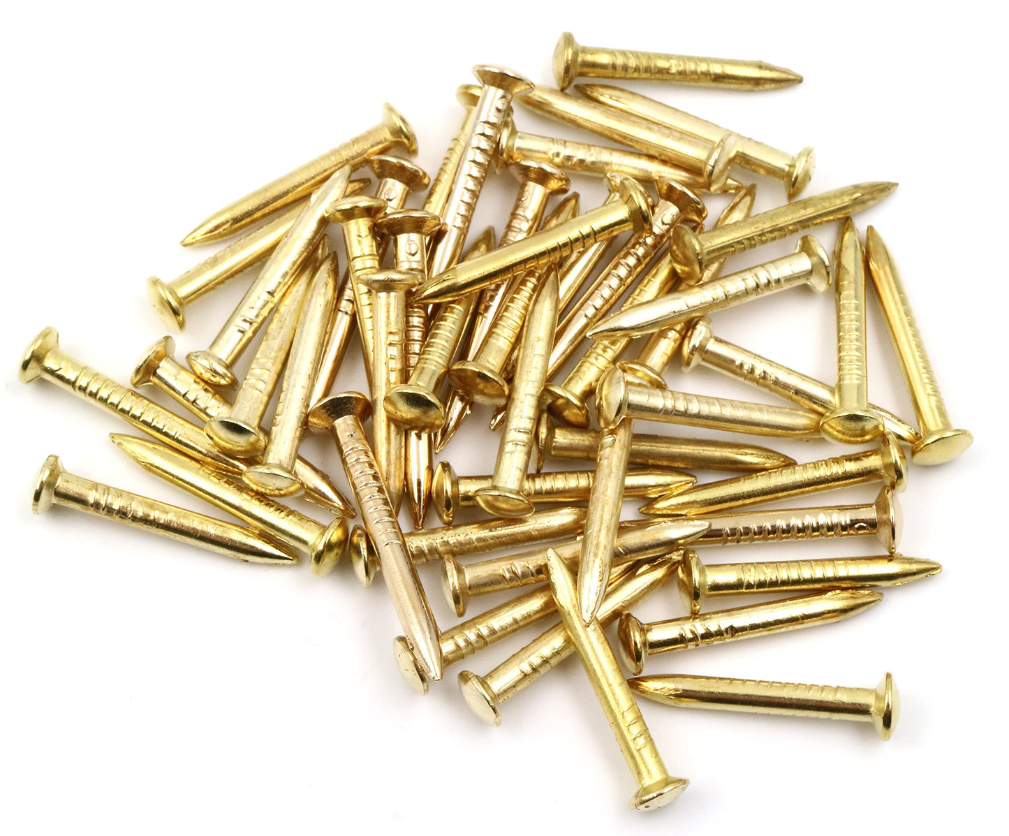 Design61 50x steel pins steel nails skirting board pins nail 3.0 x 25 mm lens head brass plated