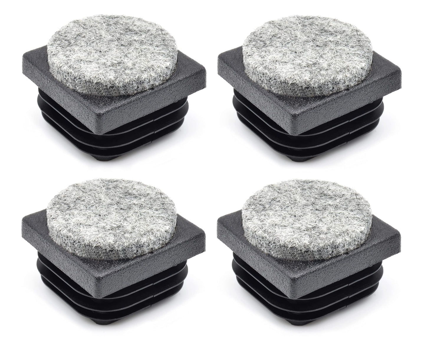 Design61 4x slatted plugs with felt 30x30 mm for square tubes for inner dimensions 25-28 mm