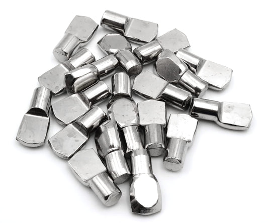 Supports d'étagère Design61 7 mm, supports d'étagère pour étagères en acier nickelé, forme cuillère, 20 pièces