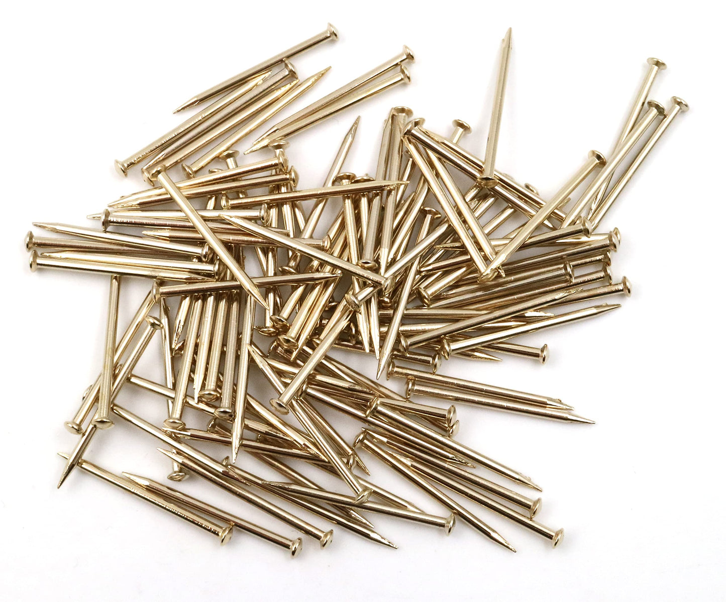 Design61 100x steel pins steel nails skirting board pins nail 1.5 x 30 mm lens head brass plated