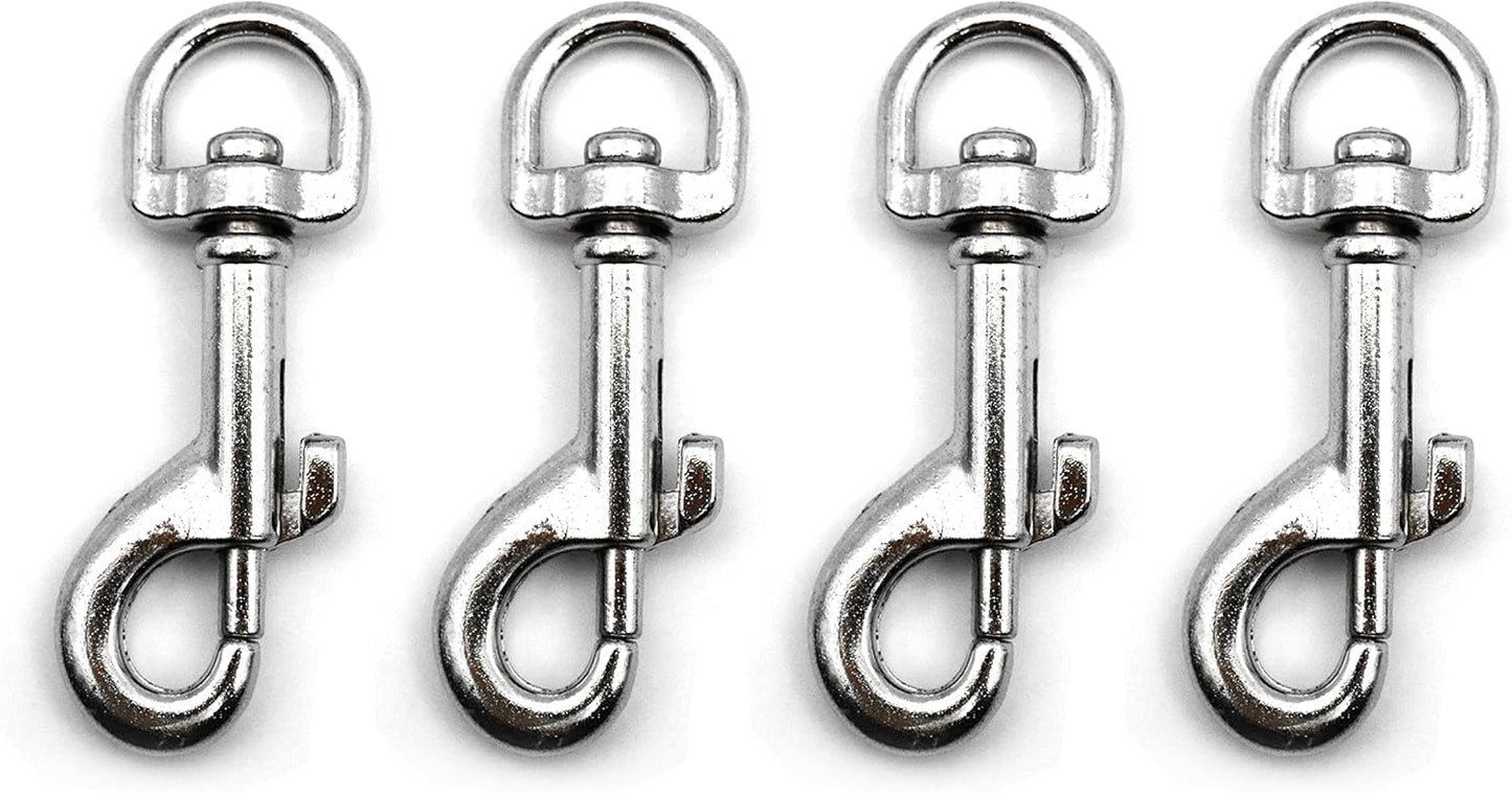Design61 4er Set Karabinerhaken Karabiner 360 Grad Drehgelenk aus Druckguss Vernickelt (75mm)