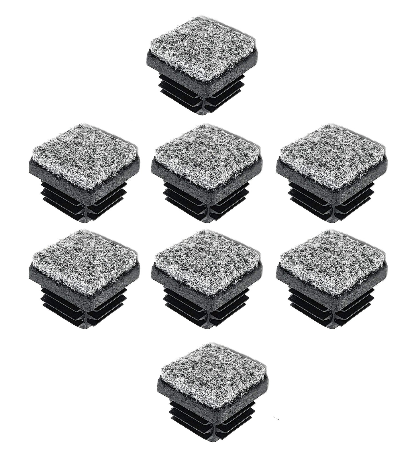 Design61 8x Vierkant Rohrstopfen Lamellenstopfen mit Filz 25x25 mm für Stahlrohrstühle Filzgleiter