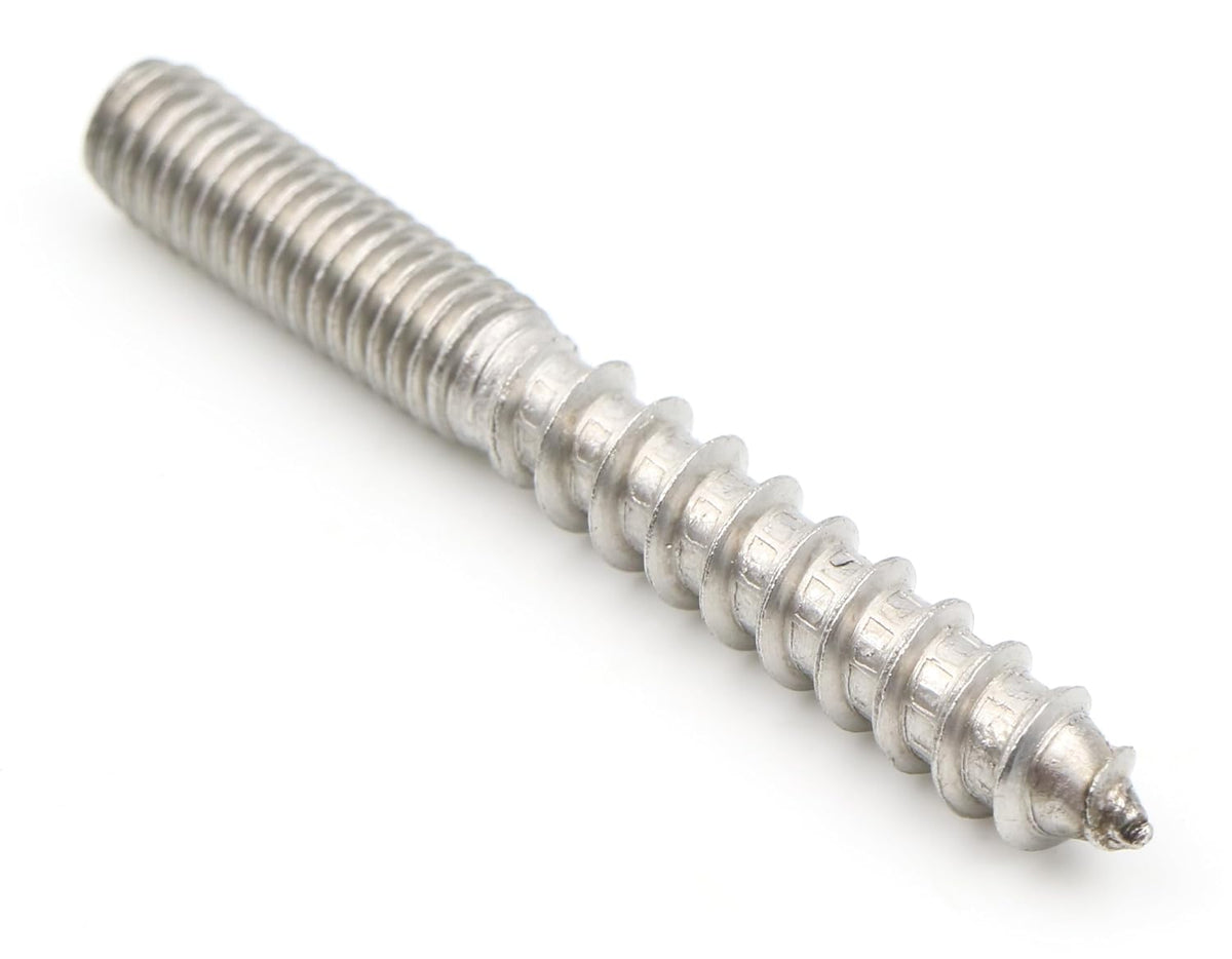 10x Edelstahl Stockschraube M6 x 50 mm Doppelgewindeschraube Schraubstifte mit Holzgewinde & Metrischem Gewinde Verbindungsschraube für Holz Metall Dübelmontage