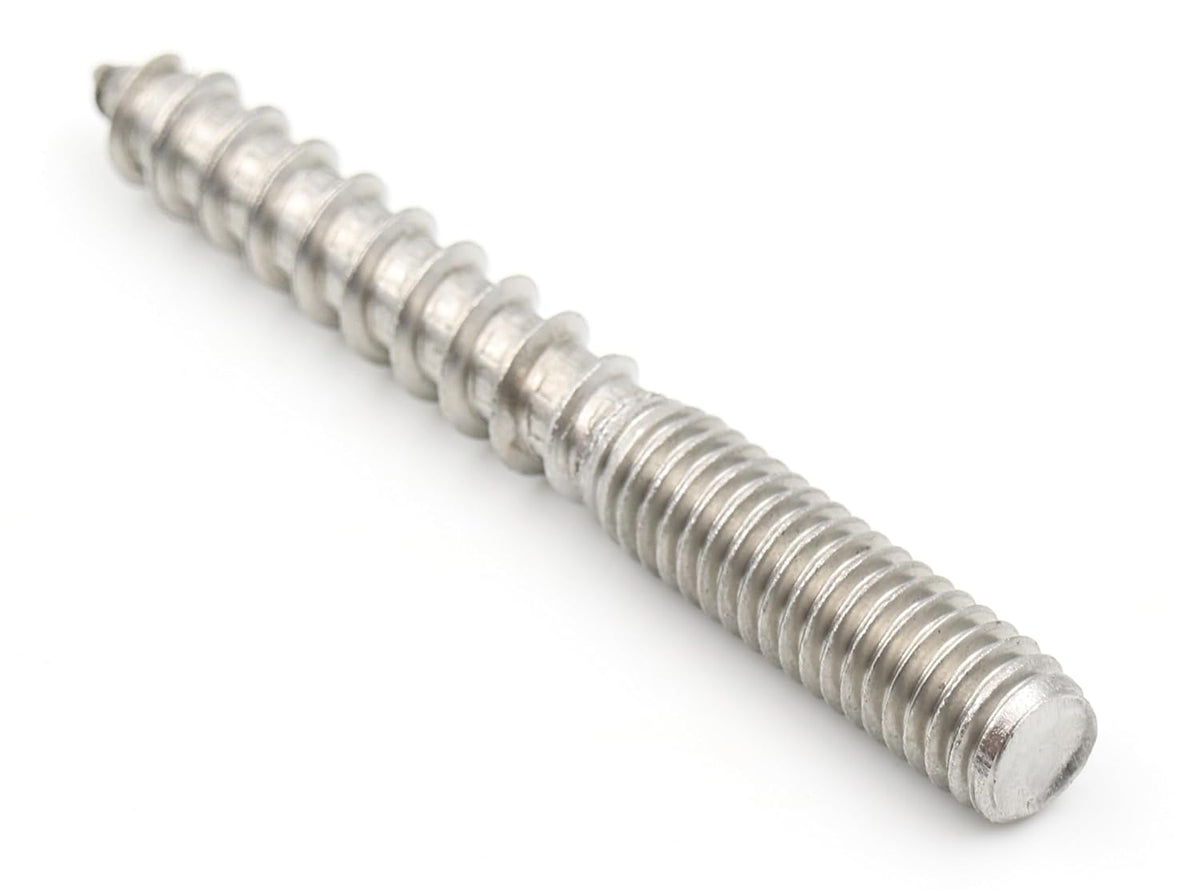 10x Edelstahl Stockschraube M6 x 50 mm Doppelgewindeschraube Schraubstifte mit Holzgewinde & Metrischem Gewinde Verbindungsschraube für Holz Metall Dübelmontage
