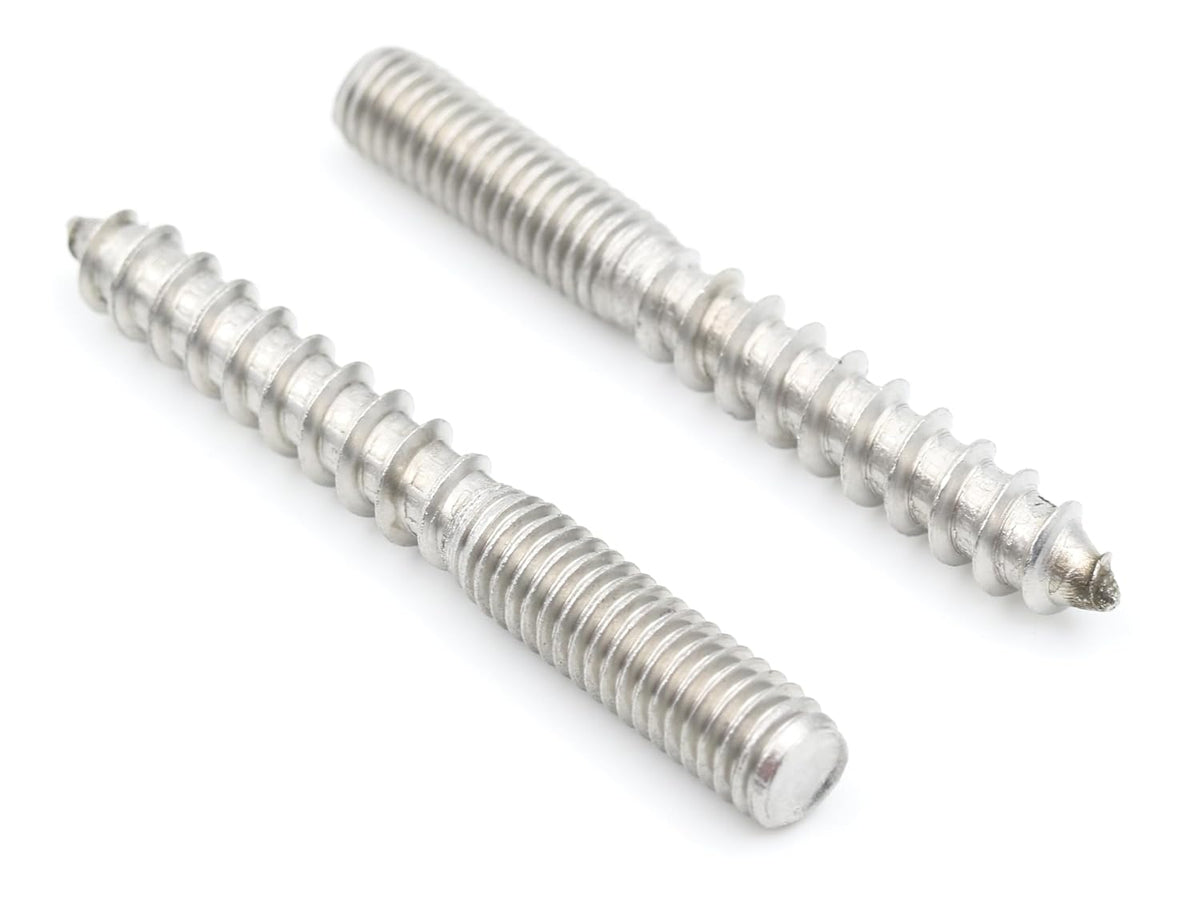 10x Edelstahl Stockschraube M6 x 50 mm Doppelgewindeschraube Schraubstifte mit Holzgewinde & Metrischem Gewinde Verbindungsschraube für Holz Metall Dübelmontage