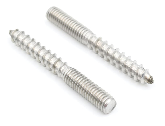 10x Edelstahl Stockschraube M6 x 50 mm Doppelgewindeschraube Schraubstifte mit Holzgewinde & Metrischem Gewinde Verbindungsschraube für Holz Metall Dübelmontage
