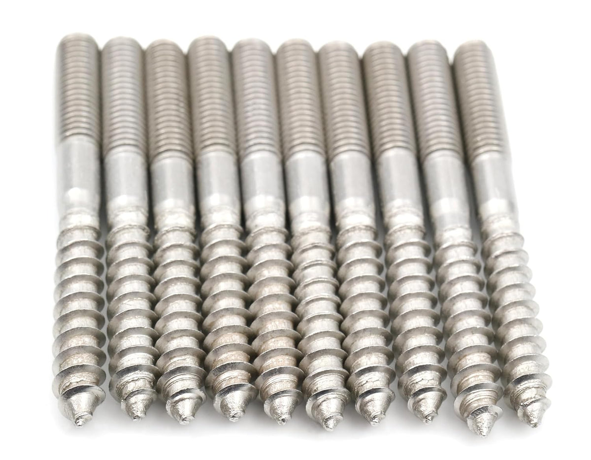 10x Edelstahl Stockschraube Doppelgewindeschraube Schraubstifte mit Holzgewinde & Metrischem Gewinde Verbindungsschraube für Holz Metall Dübelmontage (M6 x 60 mm, 10, stück)