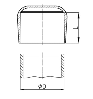 Design61 2X PVC cover caps for round pipes pipe caps Ø 62.5-64 mm 