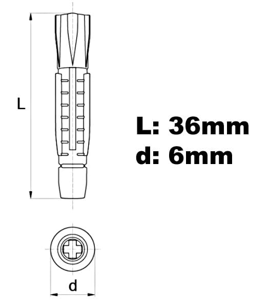 Design61 50x Dübel Universaldübel 6 x 36 mm Kunststoffdübel Allzweckdübel Spreizdübel Grau für optimalen Halt bei Befestigungen für Holz Metall Sanitär und Elektroinstallationen
