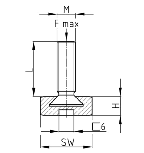 Design61 4X Verstellschraube Justierschraube Stellschraube M8 x 16 mm Fuß Ø 27mm