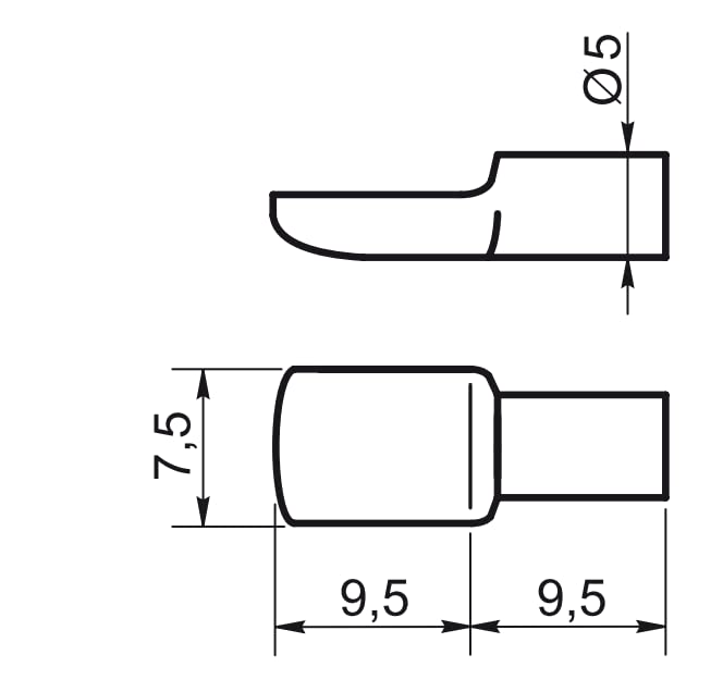 Design61 Regalbodenträger 5 mm Bodenträger für Regalböden Stahl Vermessingt Löffelform 20 Stück