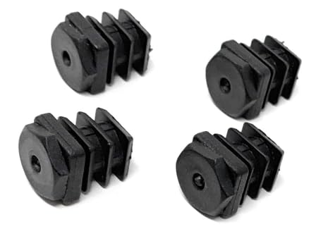 Design61 4X Vierkant Rohrstopfen Justierstopfen 20 x 20 mm mit Lamellen Wandstärke 1,5-2mm