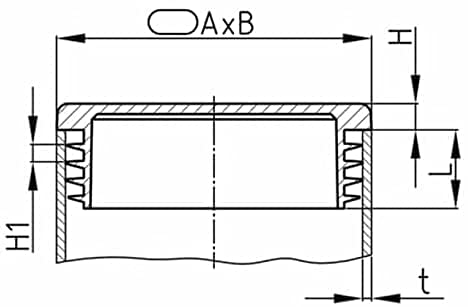Design61 10x Ovalrohr Rohrstopfen Lamellenstopfen 50x20 mm mit Lamellen für Wandstärke bis 1-3 mm