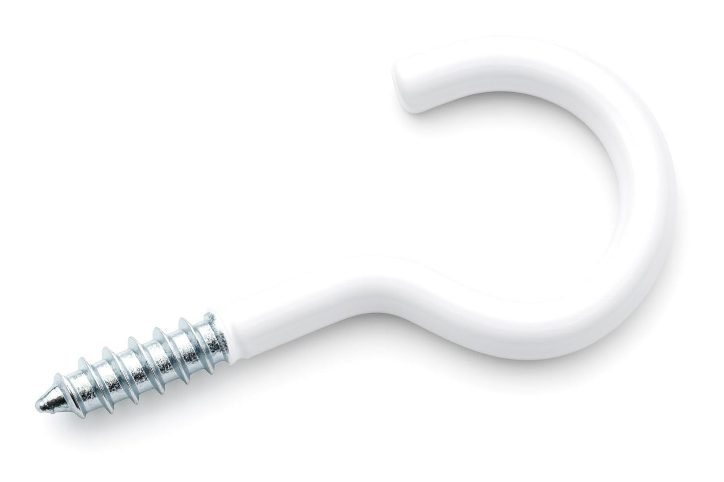 Design61 10x Gebogene Schraubhaken 40 x 3,3 mm Wandhaken Weiß mit Holzgewinde Einschraubhaken für Wand Decke Haken zur Befestigung von Seilen Ketten Pflanzen Lampen