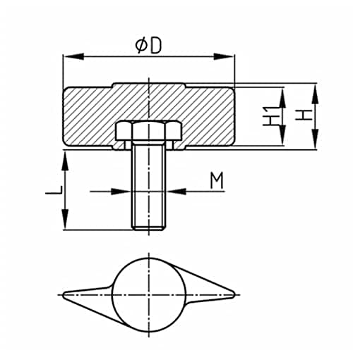 Design61 4x Flügelschraube Kunststoff mit Gewindebolzen Stahl M5 x 28 mm
