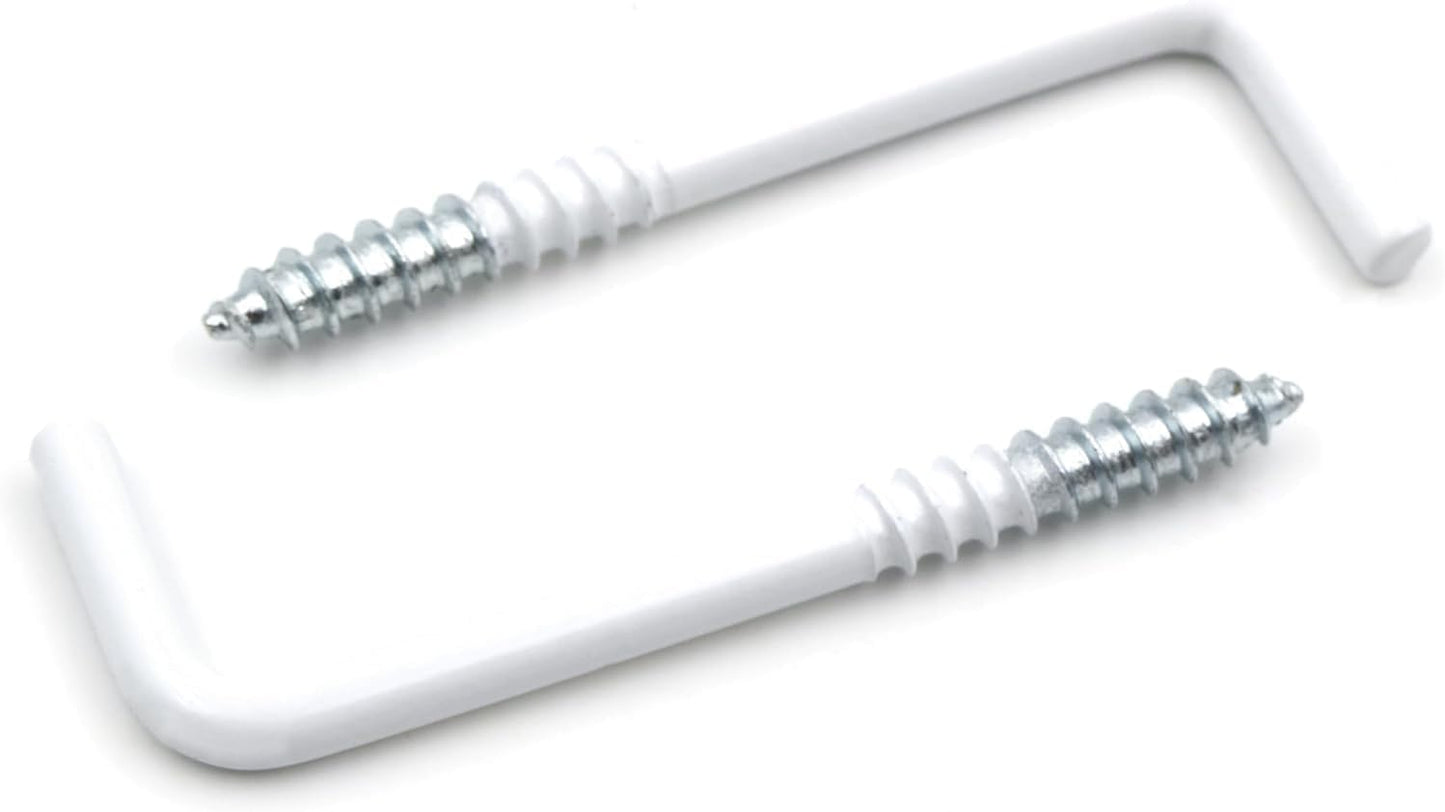 Design61 Schraubhaken Weiß Gerade Hakenschraube Wandhaken Drehhaken mit Gewinde Haken zum Einschrauben für Wand & Decke Verzinkt Befestigung für Seile Ketten Lampen Pflanzen (25 x 2,5 mm, 10, stück)