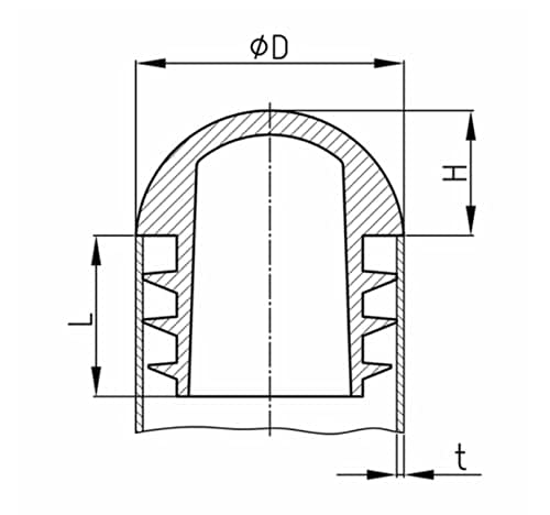 Design61 8x Lamellenstopfen für Rundrohre mit Kugelkopf Ø 20,5-21 mm in Schwarz