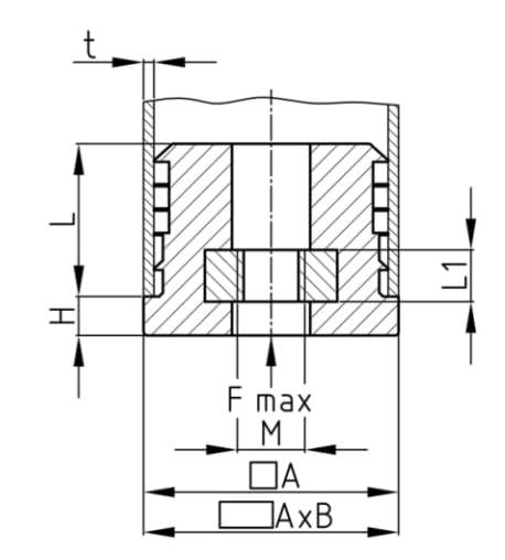 Design61 4X Gewindestopfen Vierkantrohrstopfen 18x18 mm 1,5-2mm mit M8 Innengewinde