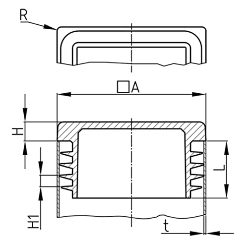 Design61 4X Vierkant Rohrstopfen Lamellenstopfen 75x75 mm mit Lamellen für Innenmaß 66-71 mm