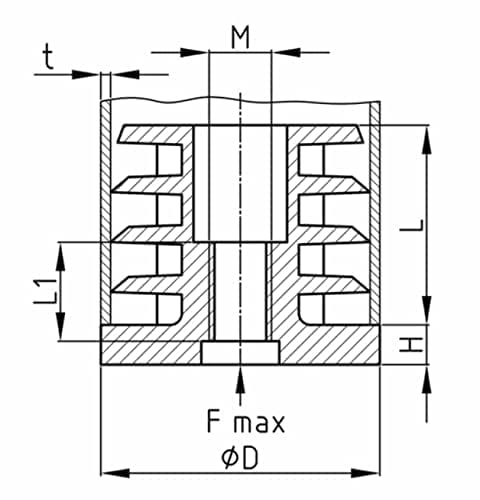 Design61 8x Gewindestopfen Justierstopfen für Rundrohr mit gespritztem Kunststoffgewinde Ø28 mm 1,5-2 mm mit M8 Innengewinde