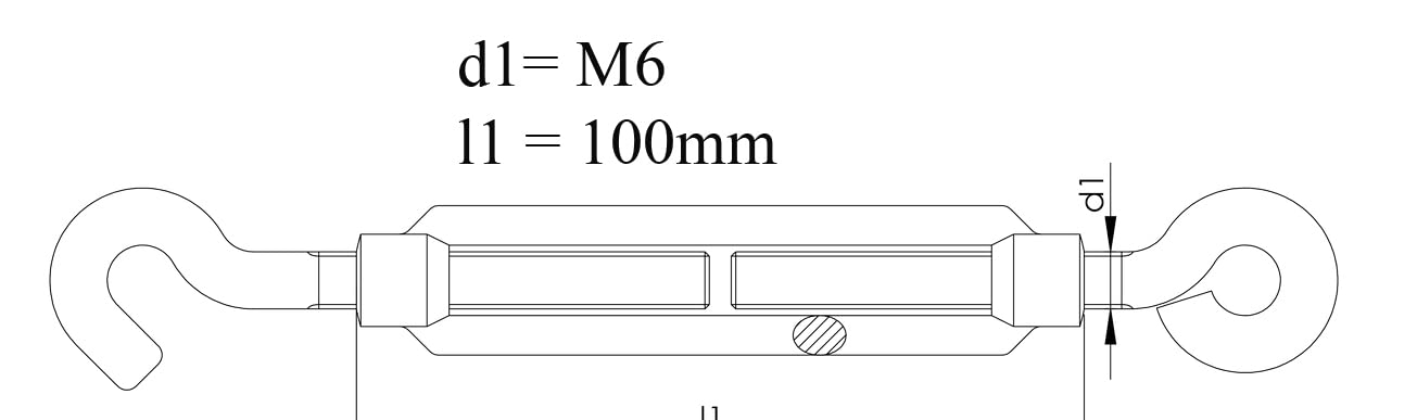Design61 2er Set Spannschlösser M6 x 100mm Drahtspanner Haken/Öse Spannhaken für Drahtzäune Wäscheleine Sonnensegel Seile