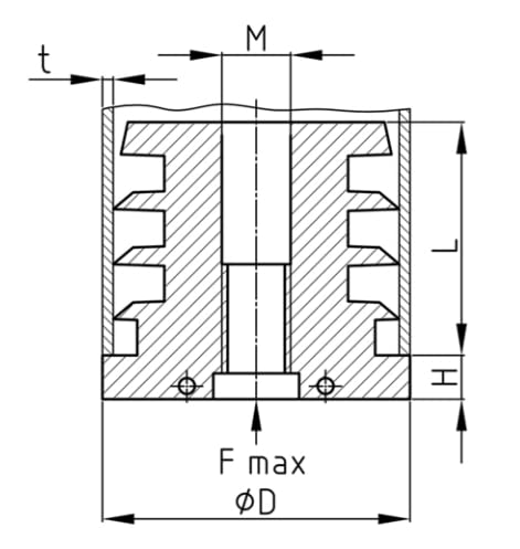 Design61 8x Gewindestopfen Justierstopfen für Rundrohr mit Kunststoffgewinde M8 Ø 20 mm 1-1,5 mm Wandstärke