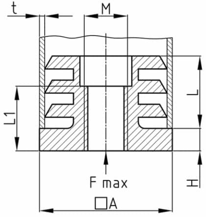 Design61 8X Gewindestopfen Justierstopfen Fußkappen Einsteckbuchse für Quadratrohre 32x32 mm mit M8 Innengewinde Traglast für Wandstärke 1,5-2 mm