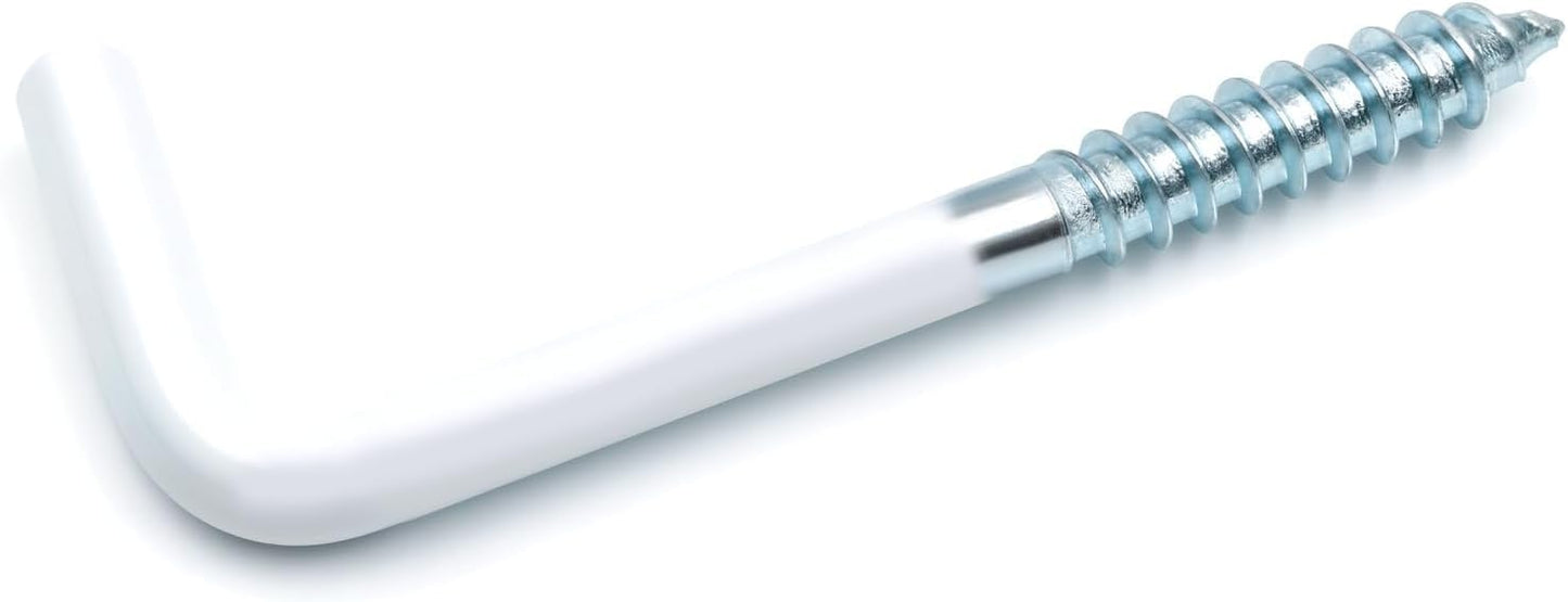 Design61 Schraubhaken Weiß Gerade Hakenschraube Wandhaken Drehhaken mit Gewinde Haken zum Einschrauben für Wand & Decke Verzinkt Befestigung für Seile Ketten Lampen Pflanzen (25 x 2,5 mm, 10, stück)