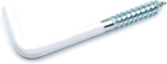 Design61 Schraubhaken Weiß Gerade Hakenschraube Wandhaken Drehhaken mit Gewinde Haken zum Einschrauben für Wand & Decke Verzinkt Befestigung für Seile Ketten Lampen Pflanzen (25 x 2,5 mm, 10, stück)