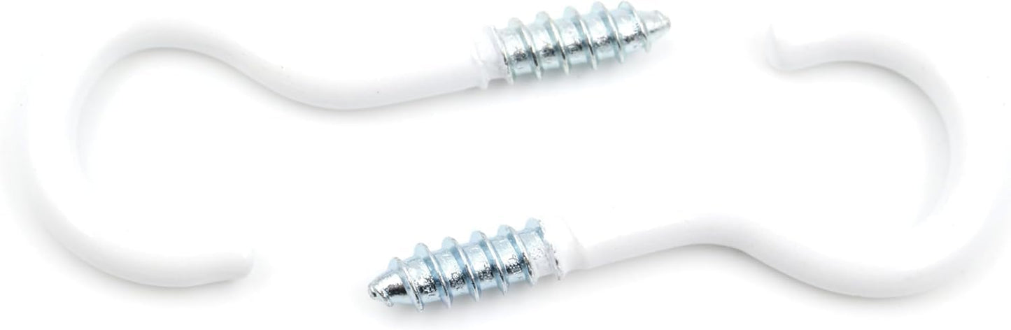 Design61 Gebogene Schraubhaken Wandhaken Weiß mit Holzgewinde Einschraubhaken für Wand Decke Haken zur Befestigung von Pflanzen Lampen (50 x 4,5 mm, 10, stück)