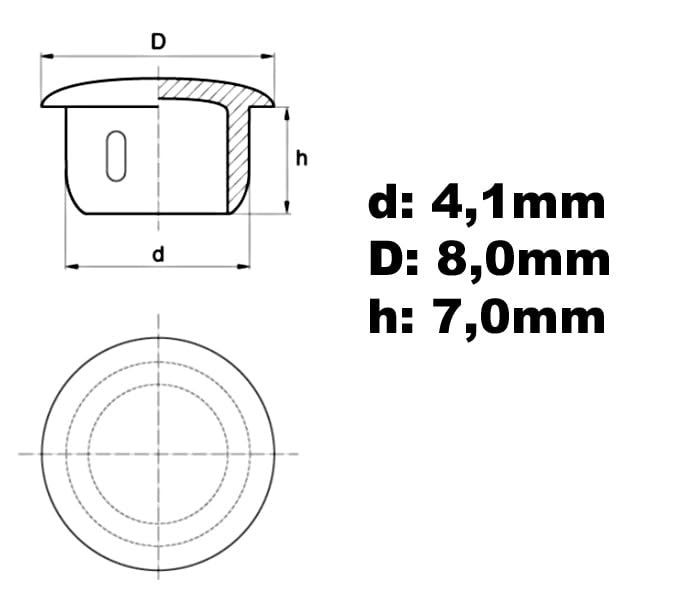 Design61 20x Abdeckstopfen für Bohrungen Ø 4,1 mm zum Eindrücke Schutzstopfen Rundblindstopfen Schwarz Kunststoffstopfen zum Schutz vor Staub und Beschädigung