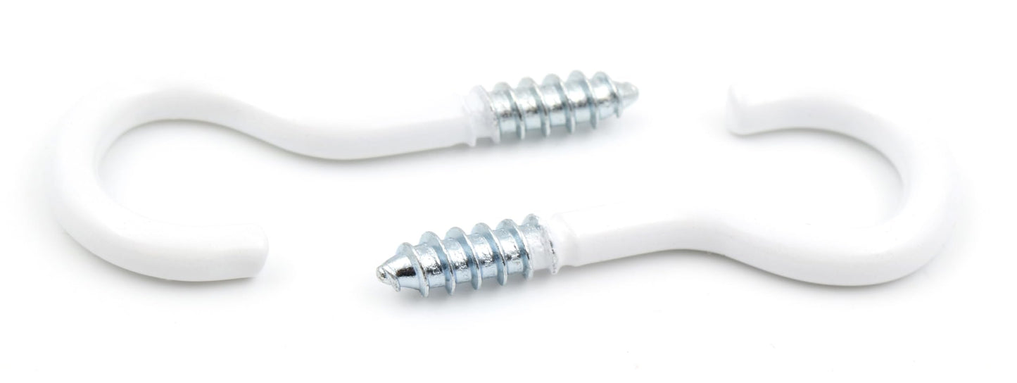 Design61 10x Gebogene Schraubhaken 40 x 3,3 mm Wandhaken Weiß mit Holzgewinde Einschraubhaken für Wand Decke Haken zur Befestigung von Seilen Ketten Pflanzen Lampen