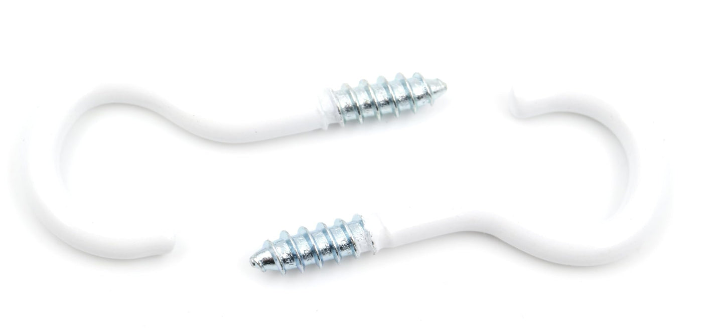 Design61 10x Gebogene Schraubhaken 40 x 3,3 mm Wandhaken Weiß mit Holzgewinde Einschraubhaken für Wand Decke Haken zur Befestigung von Seilen Ketten Pflanzen Lampen