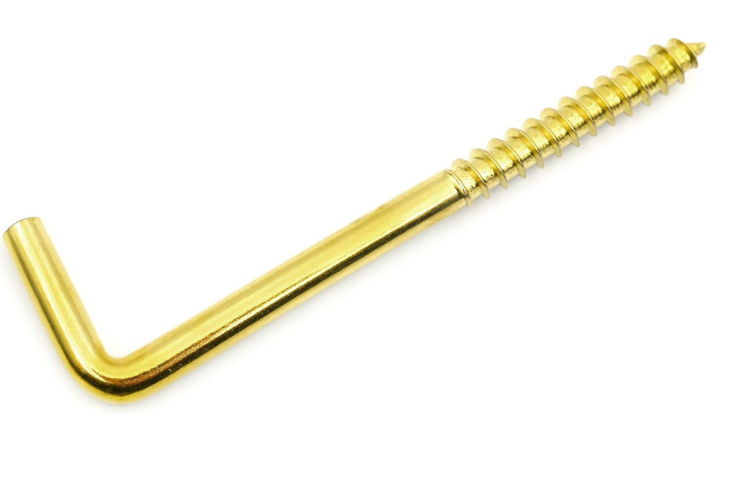 Design61 Schlitzhaken Gerade Schraubhaken Konsolhaken Stahlhaken Wandhaken mit Gewinde Einschraubhaken für Wand & Decke Haken zur Befestigung von Ketten Lampen Vermessingt (80 x 4,4 mm, 10, stück)